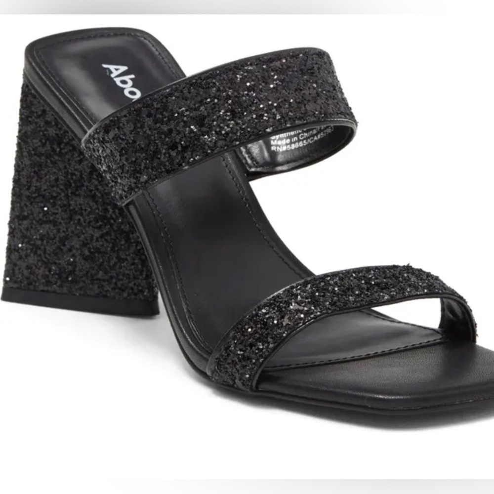 ABOUND | “Carina” Black Glitter Sandals Size 6.5